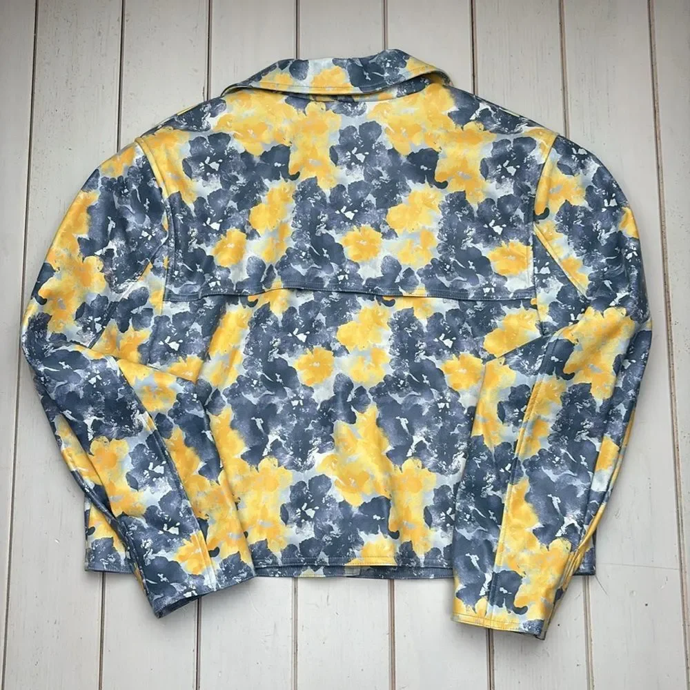 Cropped Floral Yellow and Blue Trench - Picture 6 of 13